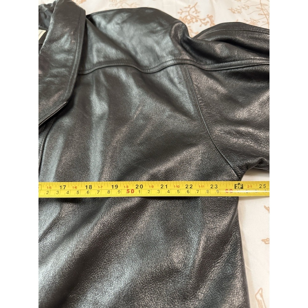 Vintage‎ Fitz-Wright Womens Leather Coat Large Black Mid-Length Heavy EUC - Picture 4 of 8